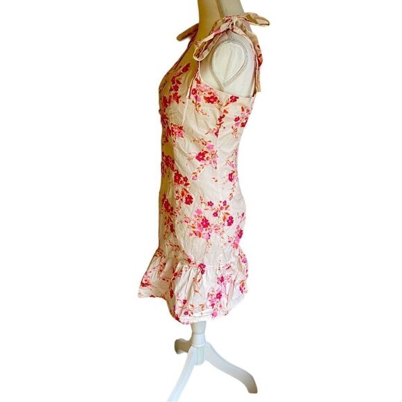Louna Pink Floral Mini Dress Size Medium - Picture 6 of 8